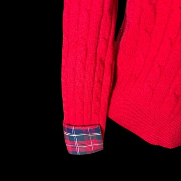Vineyard Vines Red Cashmere Sweater with plaid cuffs size XS - Picture 2 of 5